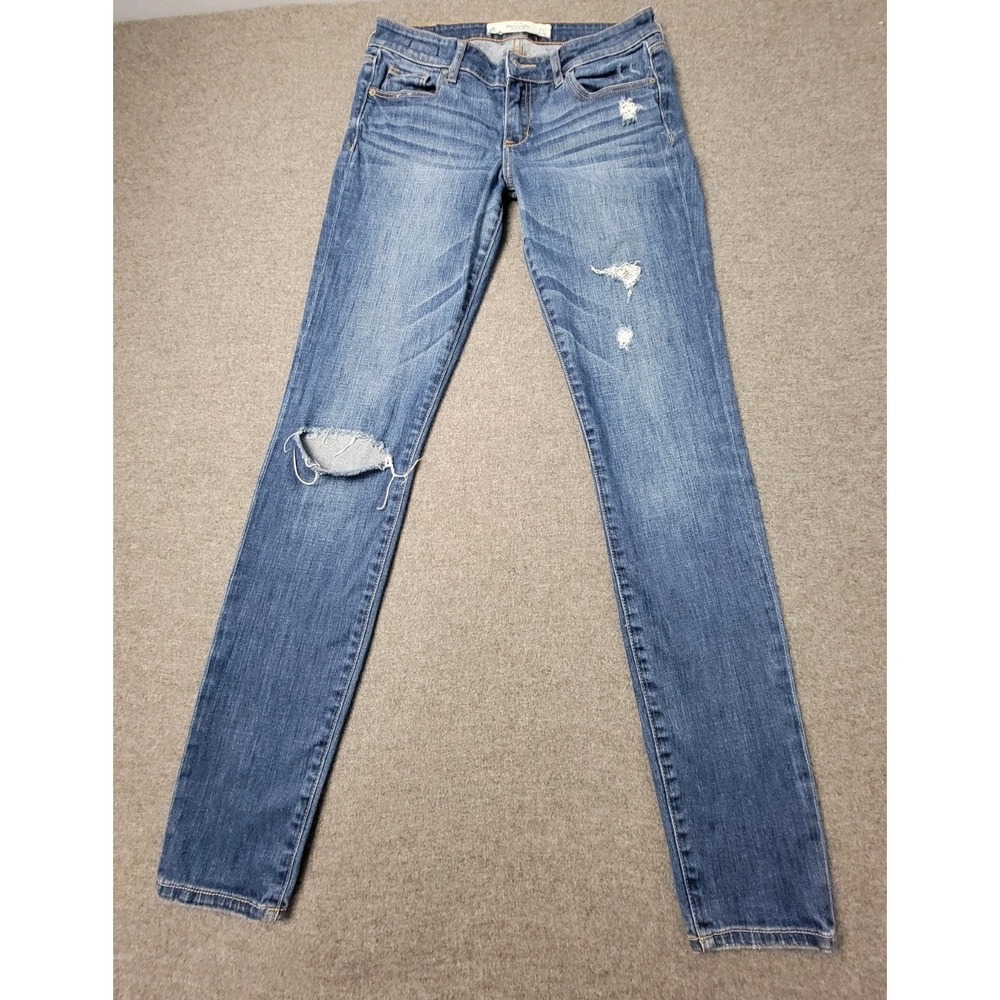 Abercrombie & Fitch Women's Jeans W27 L33 Skinny Distressed Blue Denim